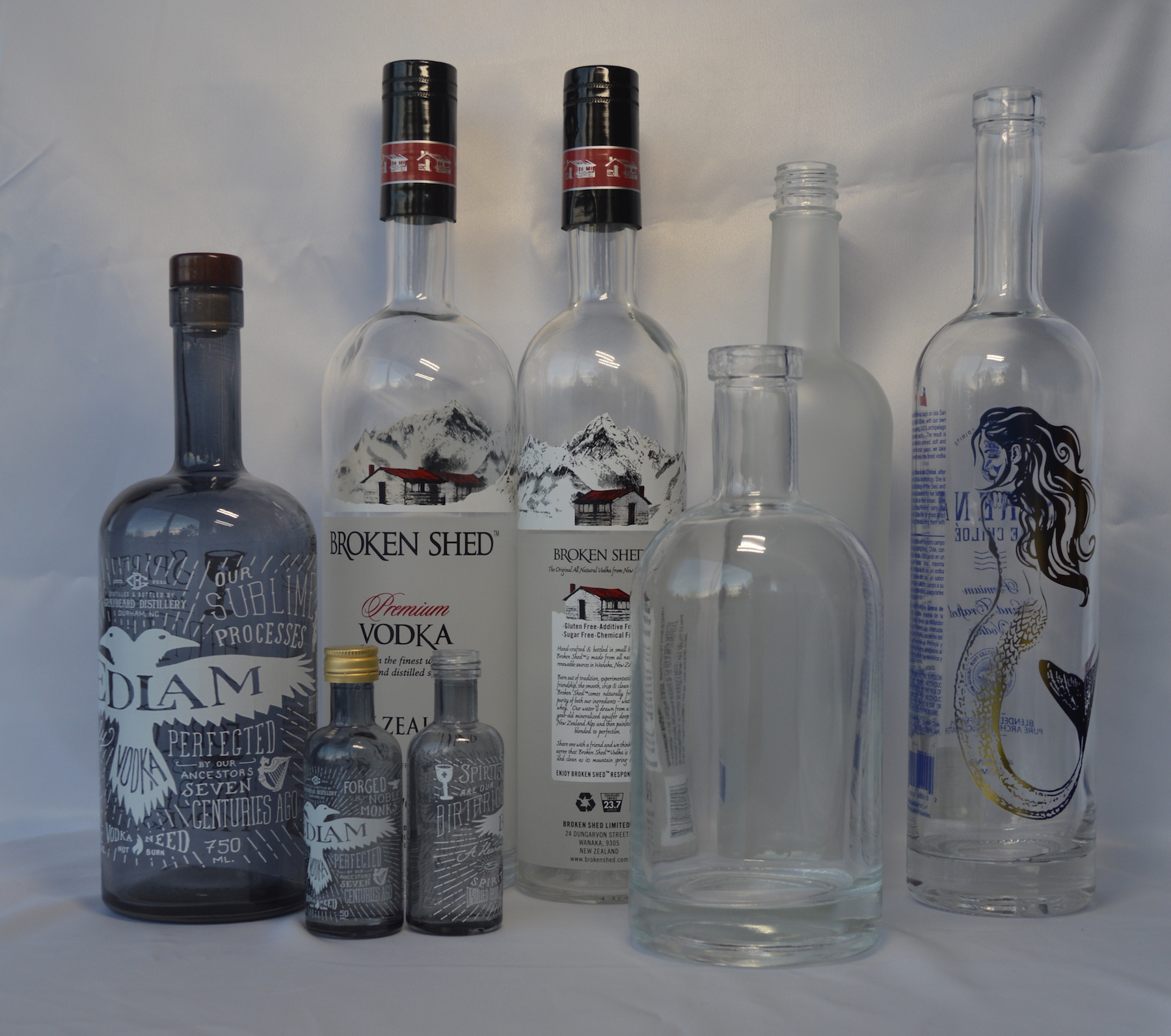 Glass liquor bottles