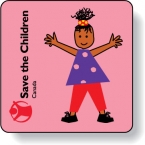 Promotional Stock Shape Fluorescent Red Roll Labels - Square with round corners (.875" x .875") Flexo-printed
