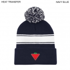 Promotional Cuff Pom Pom Beanie, Heat Transfer Or Blank
